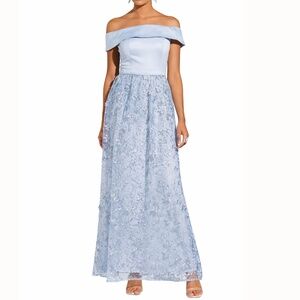 Adrianna Papell - Off Shoulder Floral Embroidered Dress